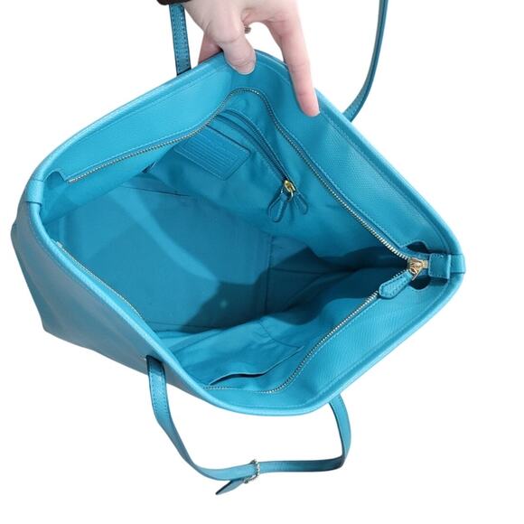 Coach Street Zip Tote Shoulder Bag Crossgrain Leather Womens Handbag Purse Large - Picture 9 of 11